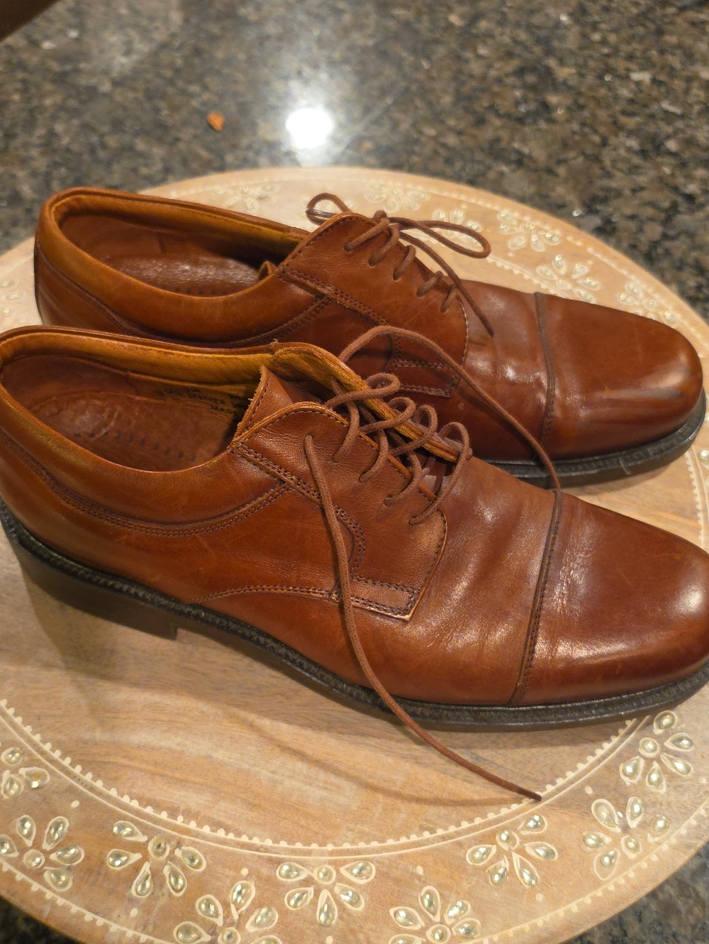 Johnston & Murphy Men's Cognac Brown Leather Derby Oxfords